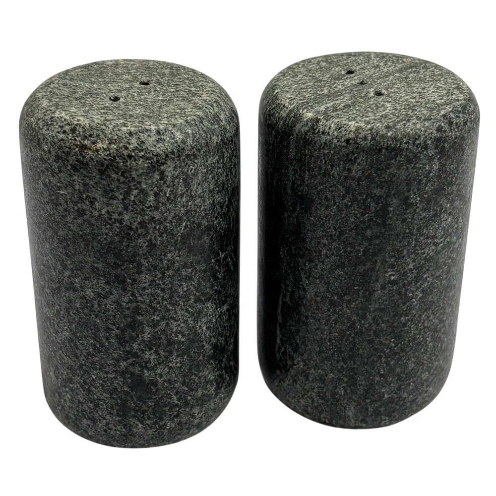 Natural‎ Grey Granite Stone Salt and Pepper Shakers Set Minimalist Modern B37